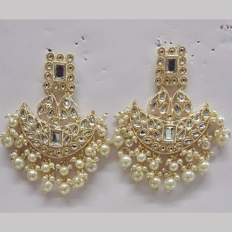 silver stud earrings for women-Shreeji Kundan Stone Gold Plated Dangler Earrings - ShreejiEar38