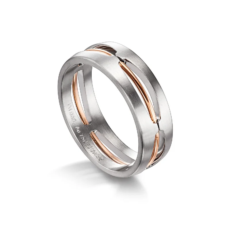 platinum engagement rings for women-Two Tone Gold Wire Wedding Band