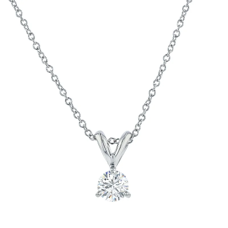 personalized necklaces for women-14K White Gold Diamond Pendant Necklace