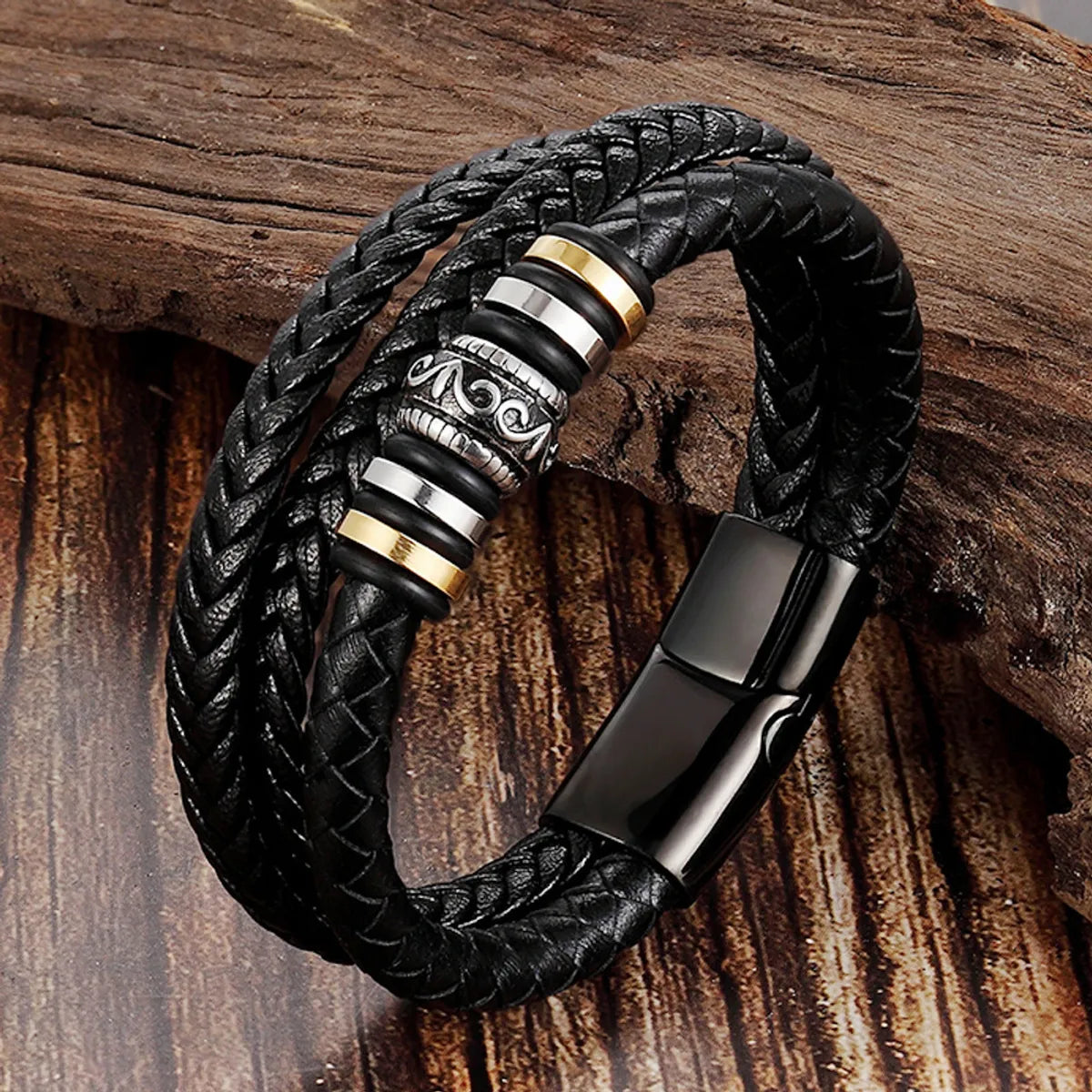 diamond bangles for women-Retro Geometric Titanium Steel Braid Unisex Bracelets