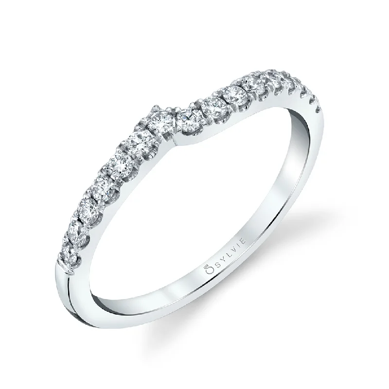 wide band engagement rings for women-Sylvie Curved Wedding Band BSY815