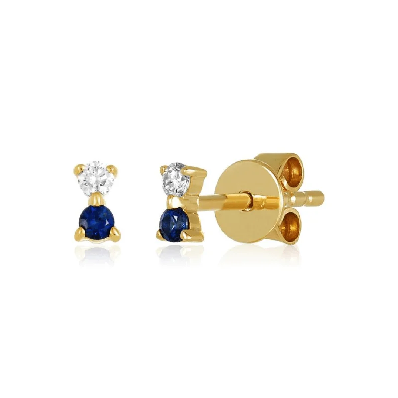 tassel earrings for women-Gemstone & Diamond Duo Stud