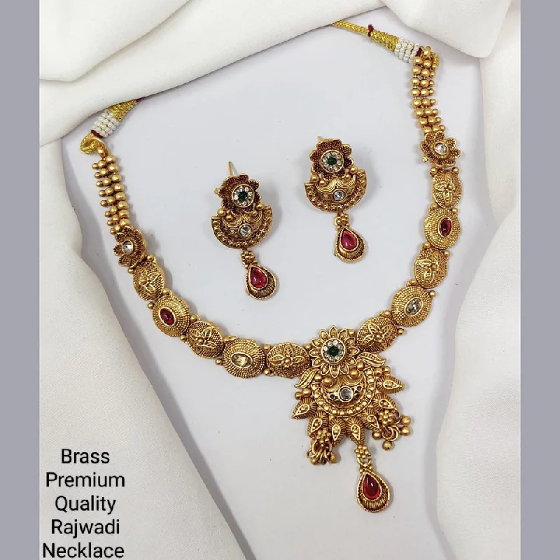 birthstone necklaces for women-Manisha Jewellery Gold Plated Pota Stone Necklace Set