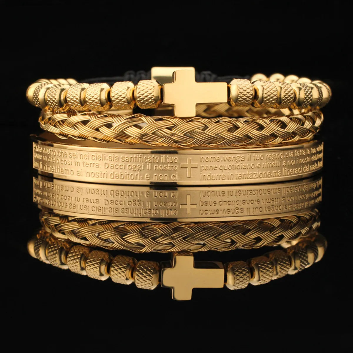 Gold Cross Bracelet Three-Piece Set #2