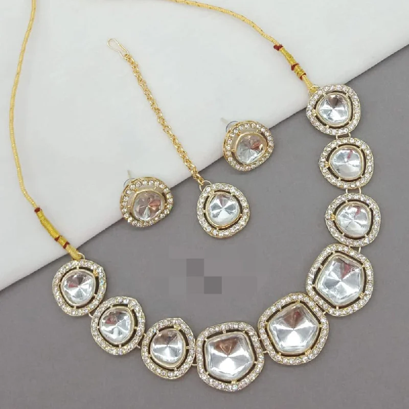 statement jewelry necklaces for women-Manisha Jewellery Gold Plated Crystal Stone Necklace Set