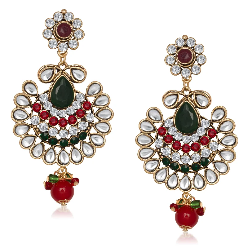 gemstone earrings for women-Amina Creation Gold Plated Dangler Earrings