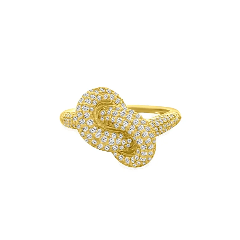 cocktail rings with diamonds for women-Diamond Knot Ring