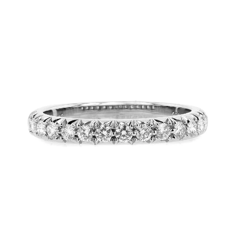 wedding engagement rings for women-Platinum Diamond Partway Wedding Band