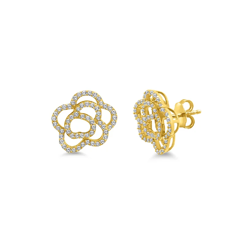 gold drop earrings for women-Diamond Rose Studs