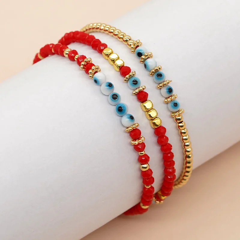 charm bangles for women-Simple Style Streetwear Devil's Eye Artificial Crystal Glass Rope Beaded Unisex Bracelets