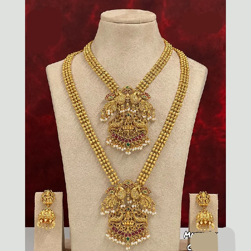 art deco necklaces for women-Diksha Collection Pota Stone Necklace Combo Set