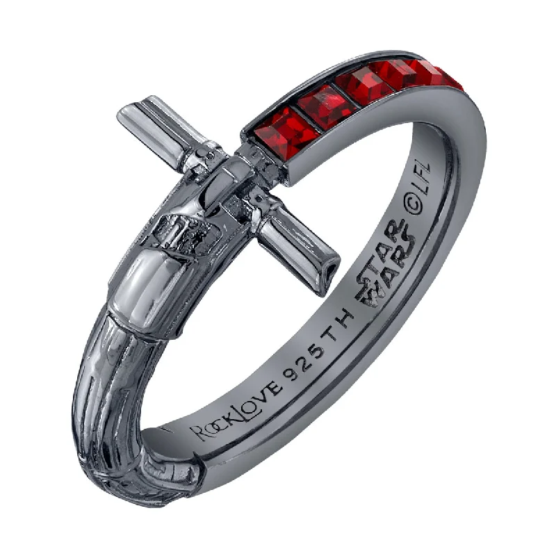 eternity bands for women-Star Wars X RockLove Kylo Ren Crystal Lightsaber Ring