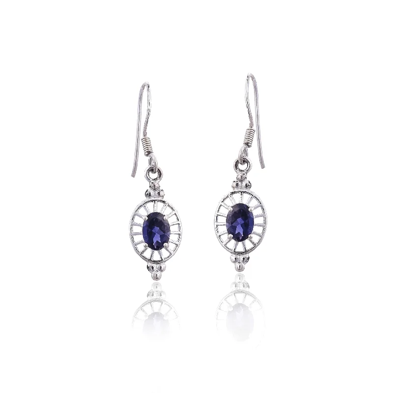 statement earrings for women-Silver Mountain Sterling Silver Iolite Earring