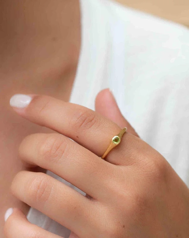 simple gold rings for women-Peridot ~ Ring ~ 18k Gold Plated ~ MR330