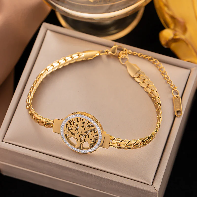 Jye2090 Bracelet Gold Lucky Tree Curb Chain