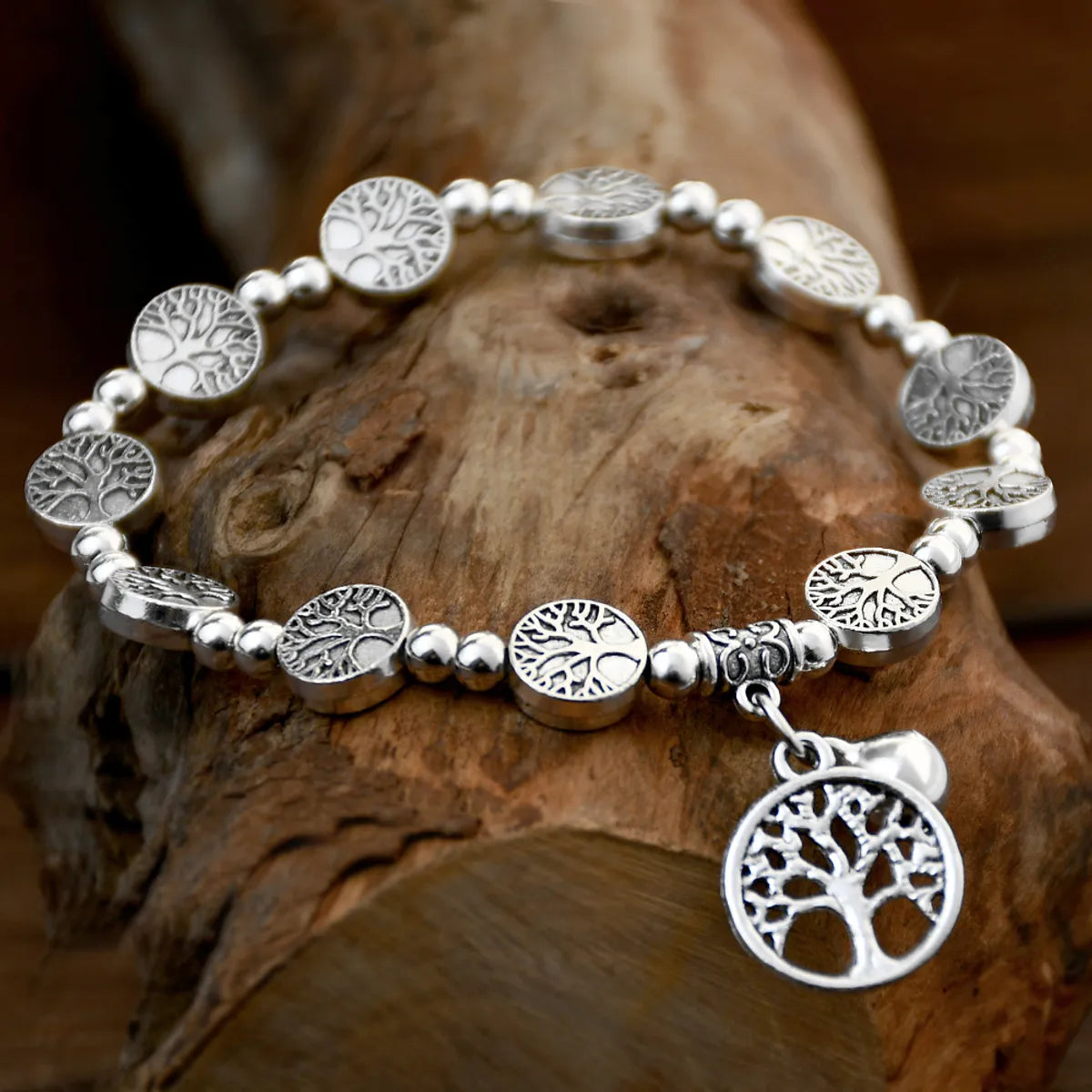 boho bracelets for women-1 Piece Ethnic Style Round Tree Alloy Plating Unisex Bracelets