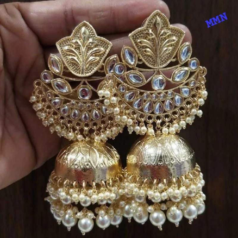 teardrop earrings for women-Lucentarts Jewellery Gold Plated Jhumki Earrings