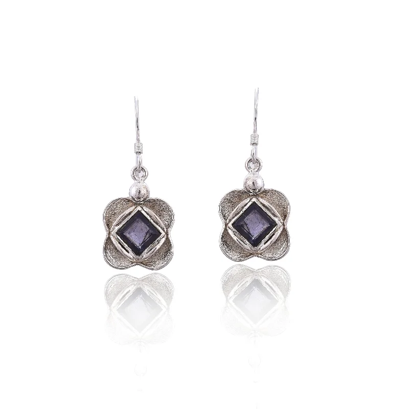 gemstone earrings for women-Silver Mountain Sterling Silver Iolite Earring