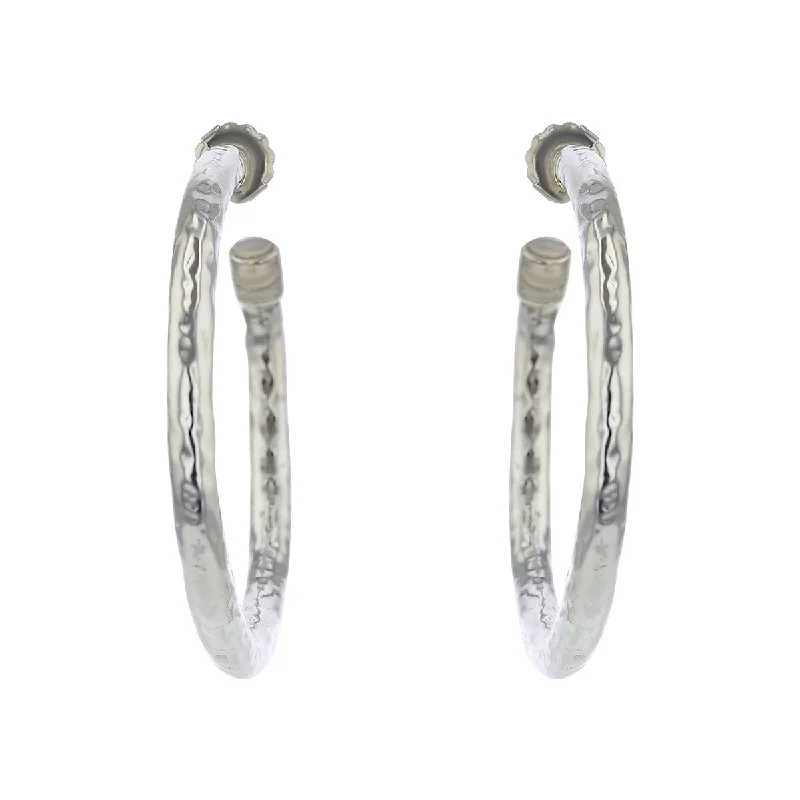 long dangly earrings for women-Ippolita Sterling Silver Hammered 45mm Hoop Earrings