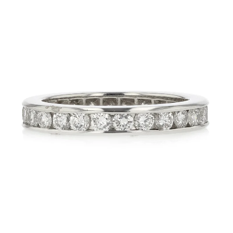 affordable engagement rings for women-Platinum Diamond Channel-Set Wedding Band