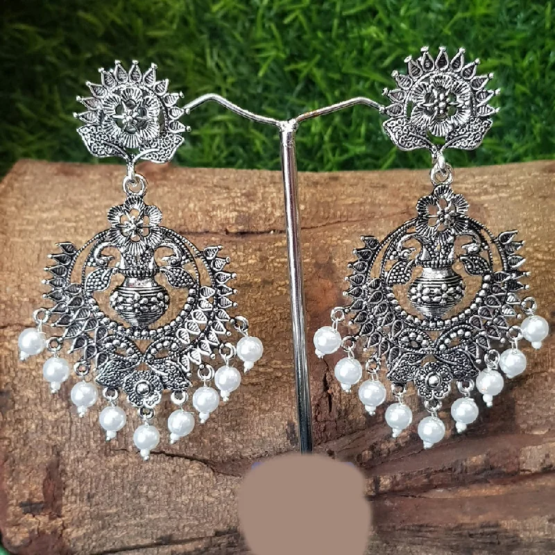 unique earrings for women-Shreeji Oxidized Plated Dangler Earrings - 10101020SL