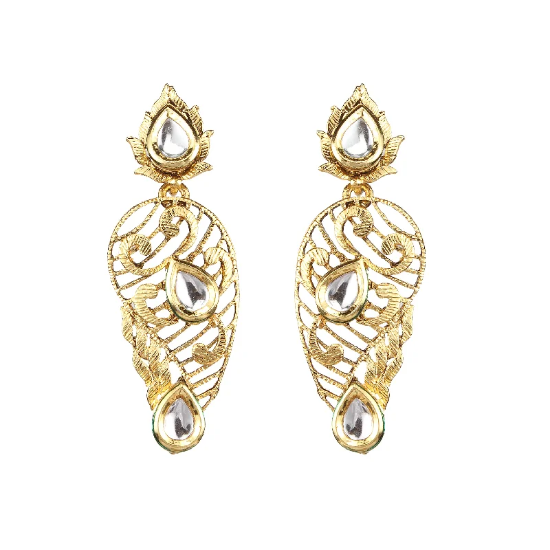 designer earrings for women-Amina Creation Gold Plated Dangler Earrings