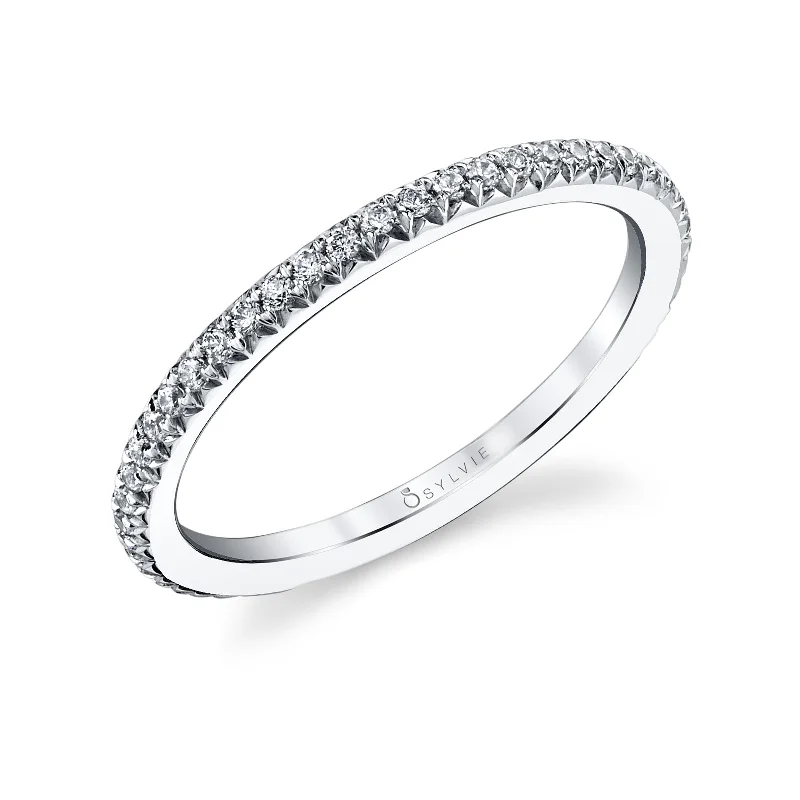 modern diamond engagement rings for women-Sylvie Classic Wedding Band BS2093