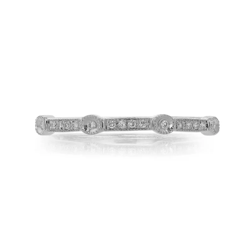 square engagement rings for women-14K White Gold Diamond Wedding Band