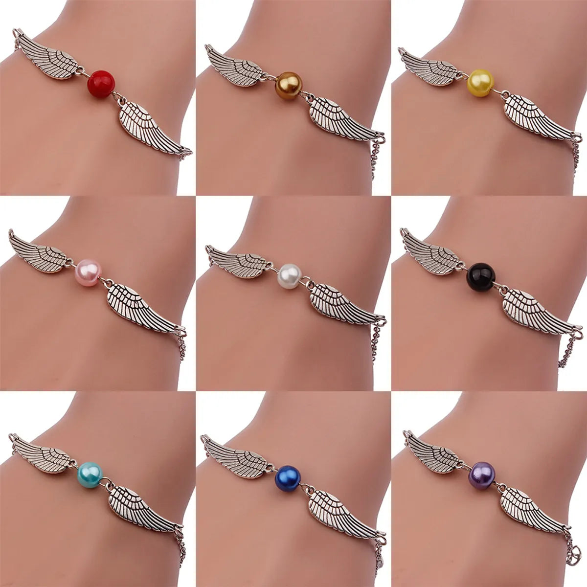 wide bangles for women-Fashion Wings Alloy Pearl Women's Bracelets 1 Piece