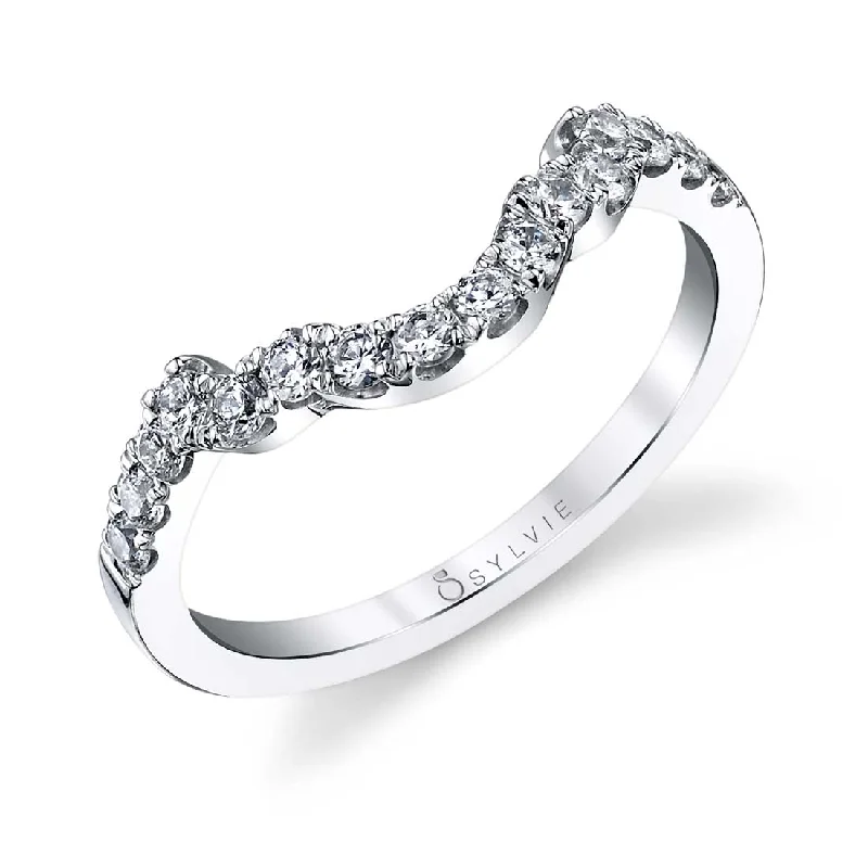 eternity band engagement rings for women-Sylvie Classic Curved Wedding Band BSY596