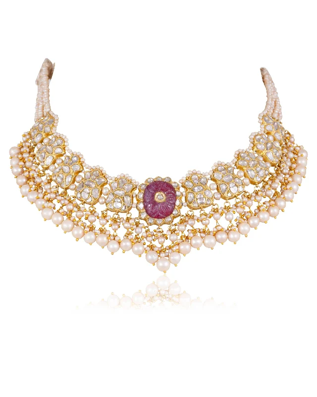 personalized gold necklaces for women-Dhruva Polki Necklace