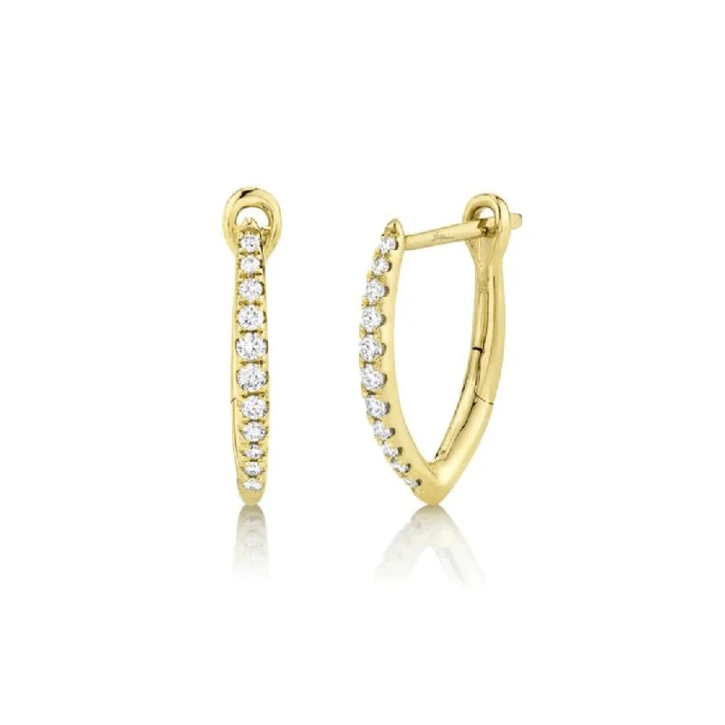 boho earrings for women-Diamond V Hoop