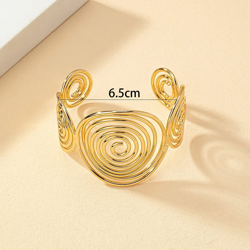 tribal bracelets for women-Fashion Round Lines Alloy Plating Women's Bangle