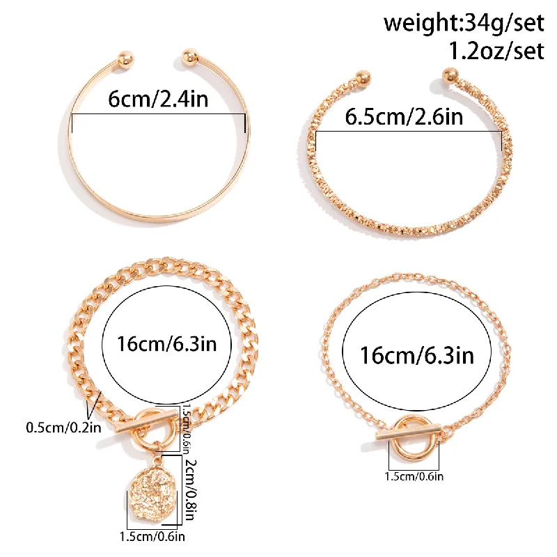 bangle bracelets for women-Hip-hop Classic Style Round Alloy Iron Wholesale Bracelets