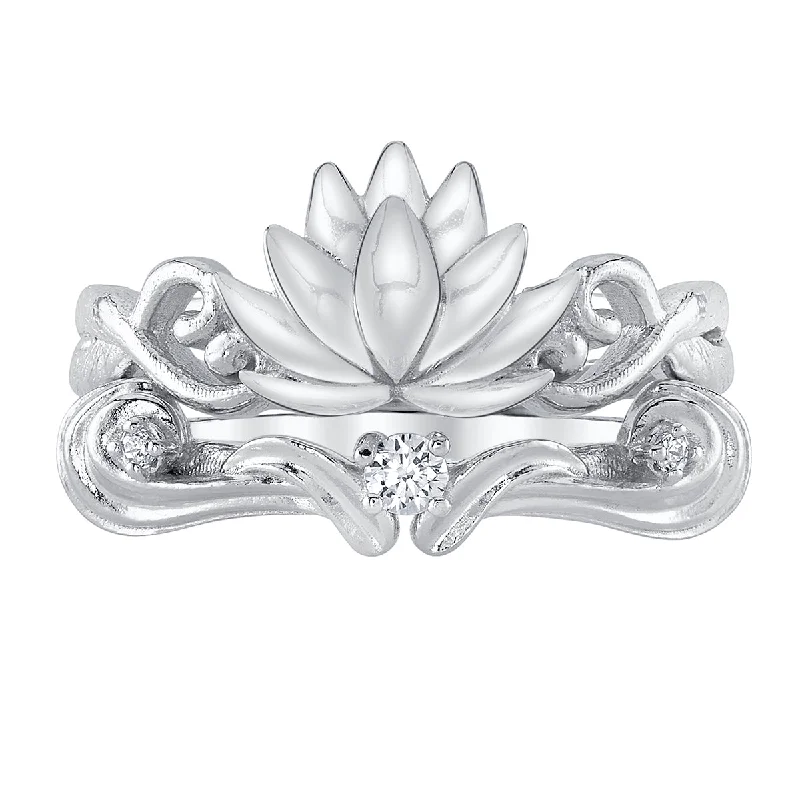 stackable bands for women-Disney X RockLove DISNEY ALADDIN Jasmine Lotus Stacker Rings