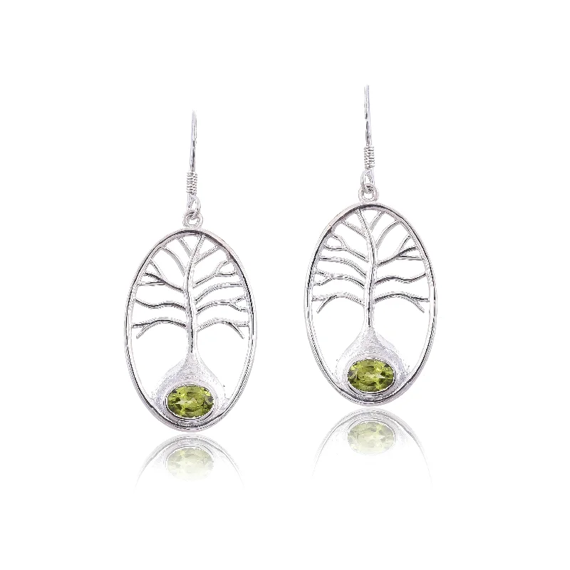 big stud earrings for women-Silver Mountain 925 Silver Peridot Earring