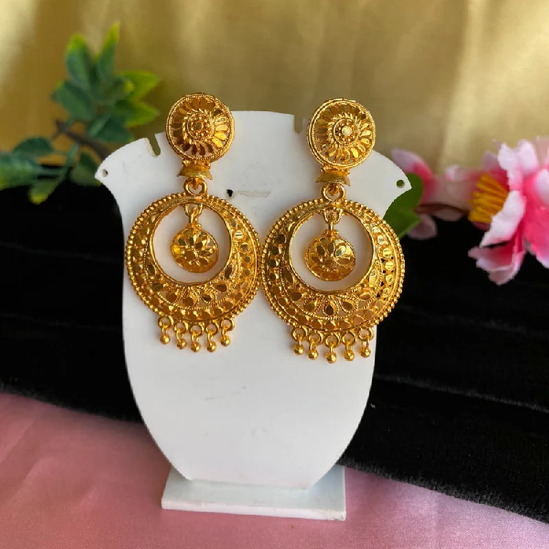 personalized earrings for women-Mahavir Gold Plated Dangler Earrings