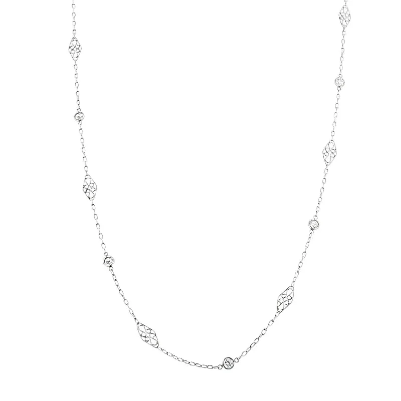 multi-layer necklaces for women-14K White Gold Diamond by the Yard Necklace