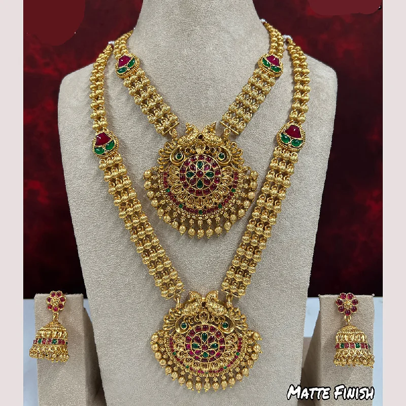 vintage pearl necklaces for women-Diksha Collection Pota Stone Necklace Combo Set