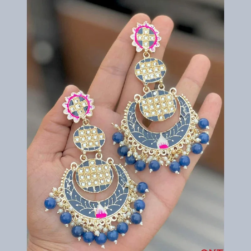 boho chic earrings for women-Lucentarts Jewellery Gold Plated Meenakari Dangler Designer Earrings