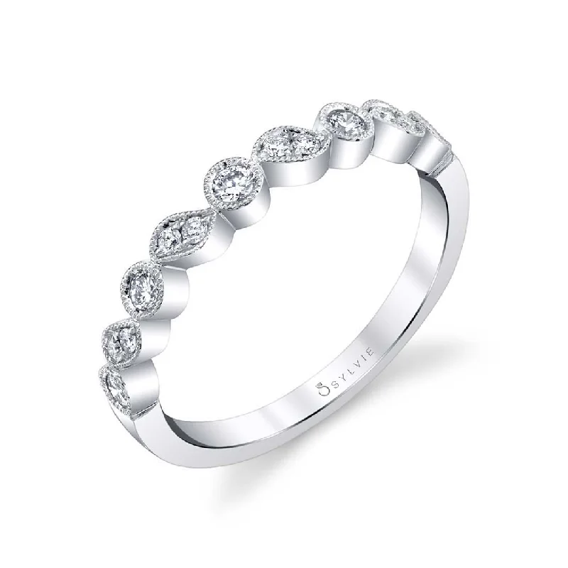 promise rings for women-Sylvie Stackable Diamond Wedding Band - B0063