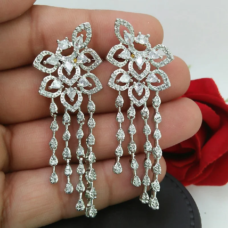 pearl drop earrings for women-Manisha Jewellery Silver Plated AD Stone Dangler Earrings