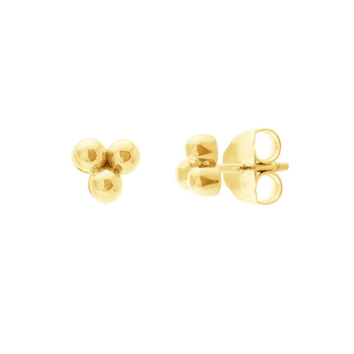 big stud earrings for women-Gold Bead Trio Stud