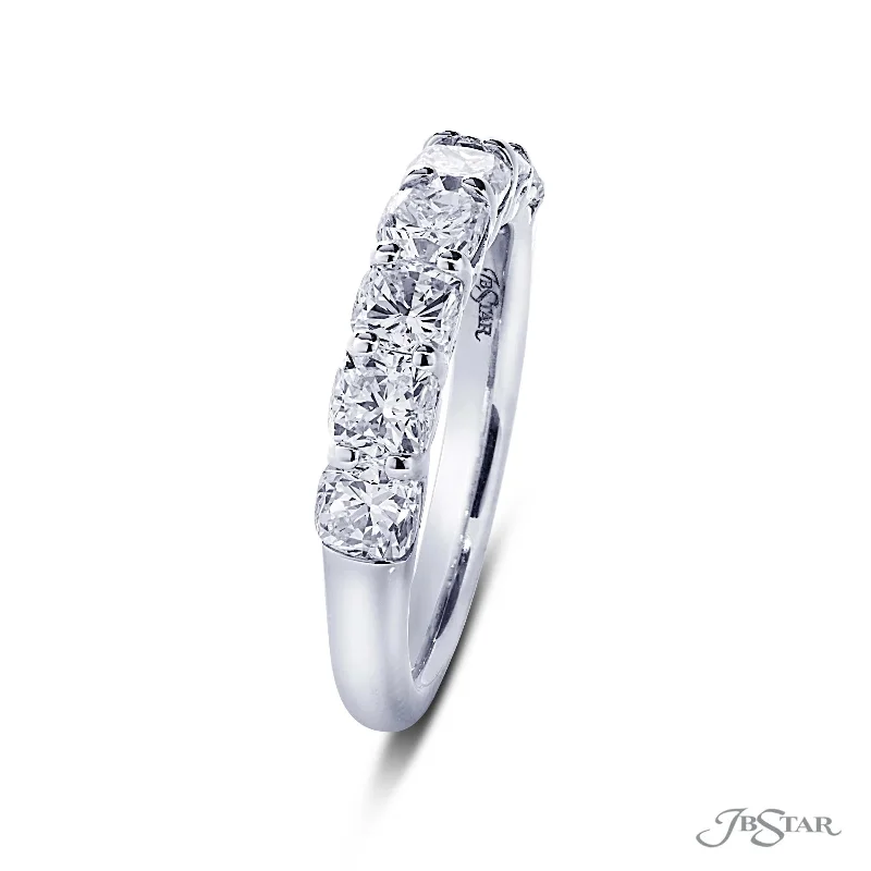 moissanite engagement rings for women-Platinum Diamond 7 Stone Wedding Band