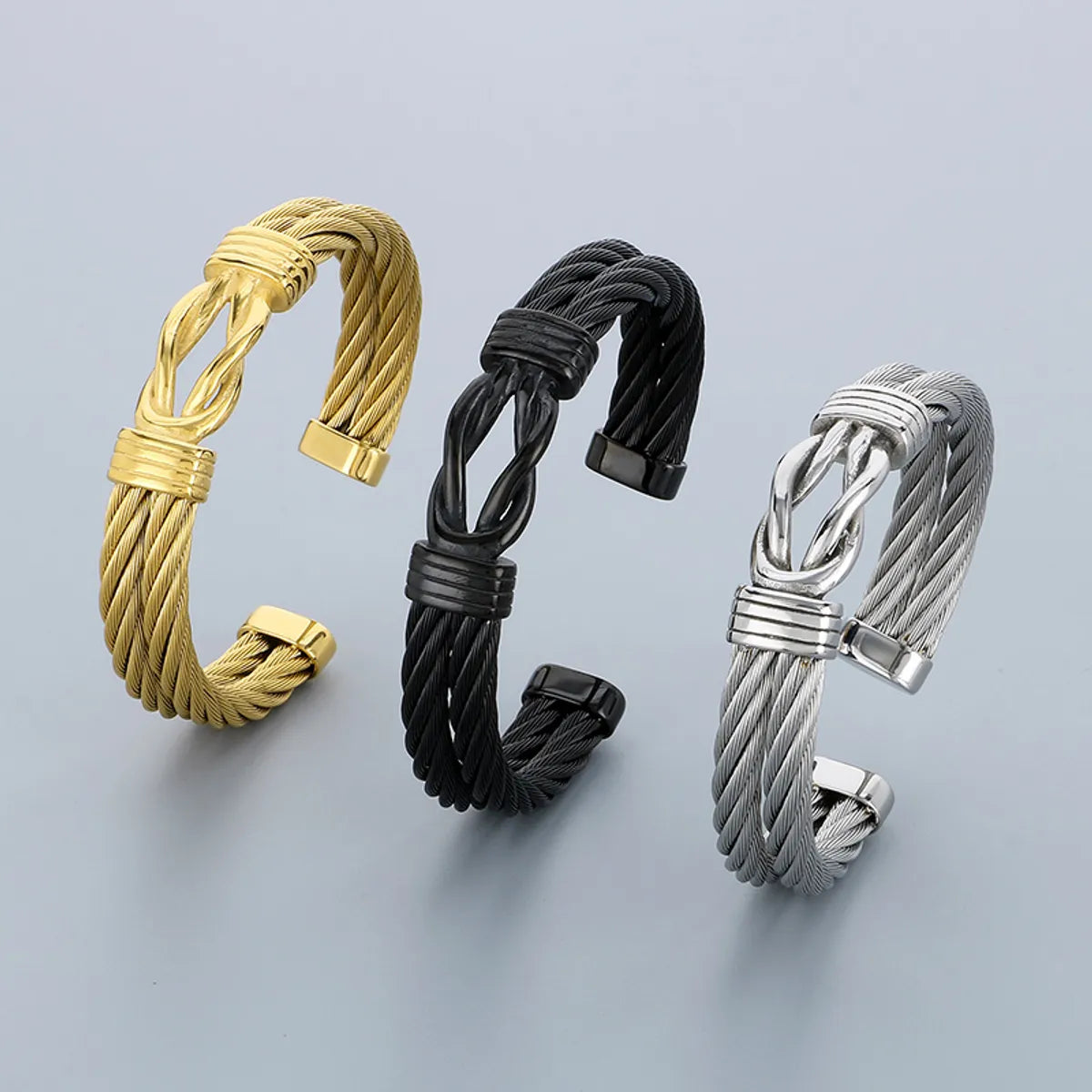 leather cuff bracelets for women-Hip-Hop Solid Color 304 Stainless Steel Men'S Cuff Bracelets