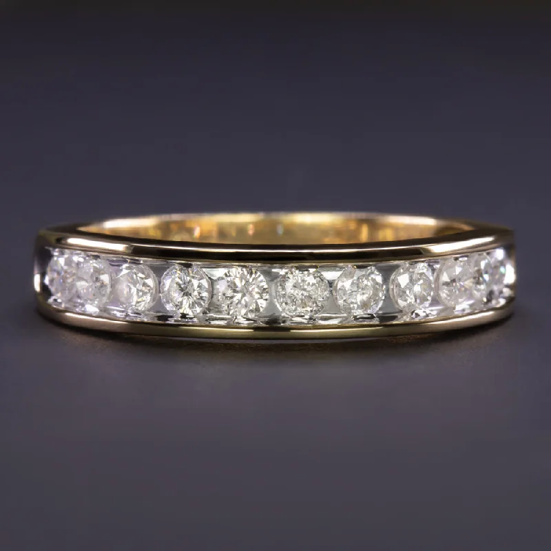 affordable engagement rings for women-1/2 CARAT DIAMOND WEDDING BAND 10k YELLOW GOLD CHANNEL SET NATURAL ROUND CUT