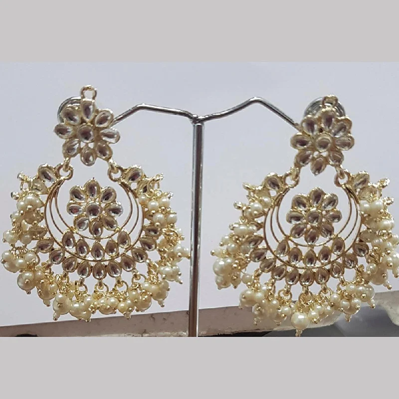 personalized name earrings for women-Shreeji Kundan Stone Gold Plated Dangler Earrings - ShreejiEar33