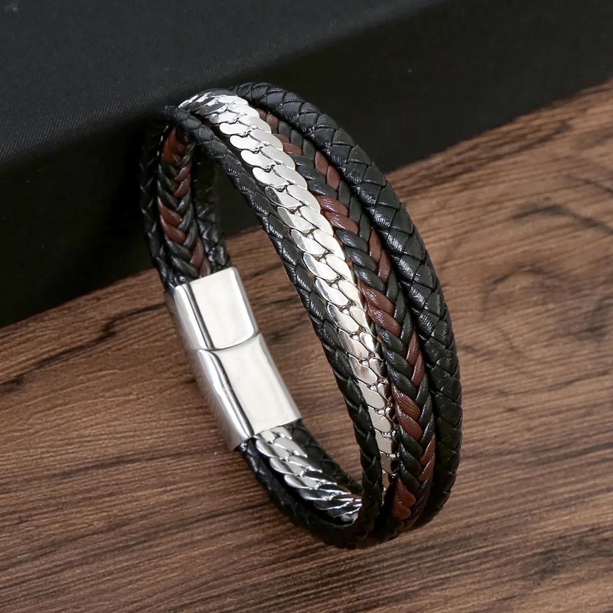 rose gold bracelets for women-Retro Rock Roman Style Geometric Stainless Steel Men'S Bangle