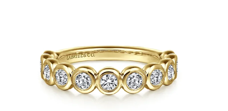 ruby rings for women-Amalfi - 14K Yellow Gold Bezel Set Diamond Anniversary Band - 0.50 ct