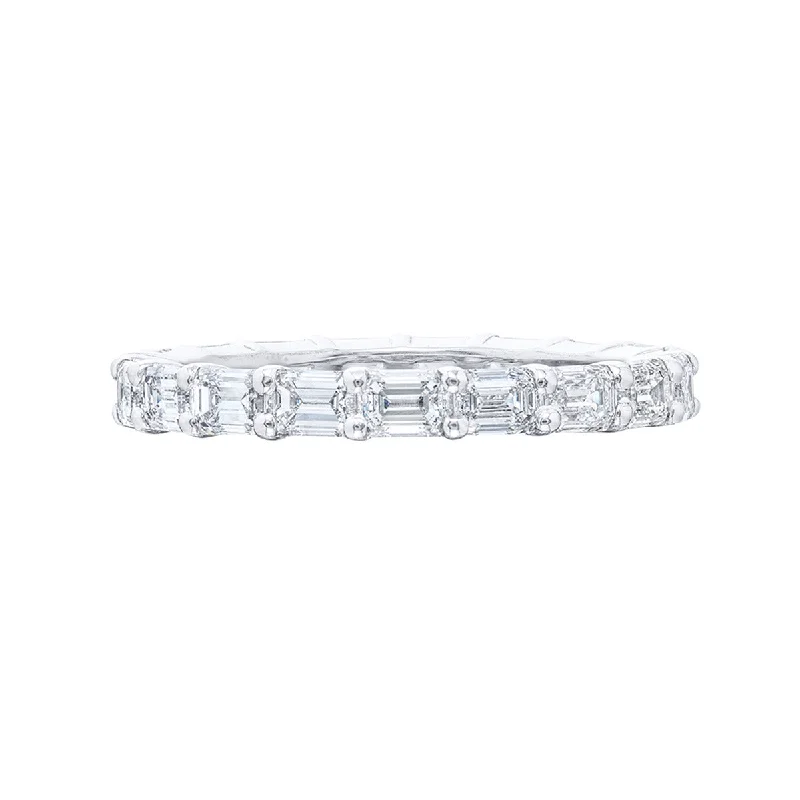 solitaire engagement rings for women-Platinum Emerald-cut Diamond Eternity Wedding Band